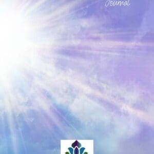 A cover design for a "Journals" featuring radiant sunlight and clouds with the "blue-e-lah mind•body•soul" logo at the bottom.